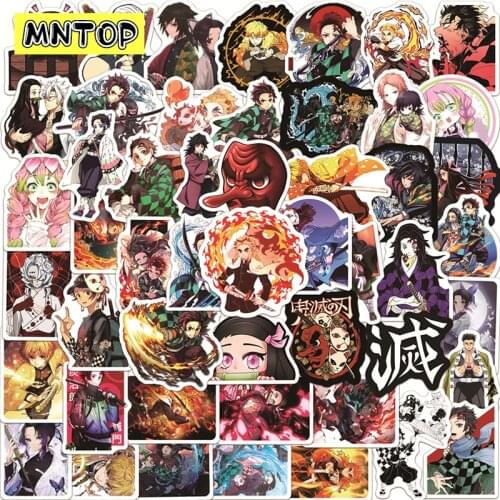 10/30/50Pcs/set Demon Slayer Cartoon Anime Graffiti Stickers For Case Luggage Skateboard Kids Helmet Laptop Trolley Phone Diy