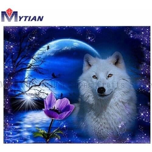 2018 MYTIAN 5D DIY Painting Cross Stitch Diamond Embroidery Mosaic Picture Wolf Flowers Needlework Home Decoration Gift