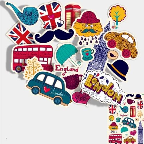21PCS England travel sticker laptop refrigerator suitcase sticker