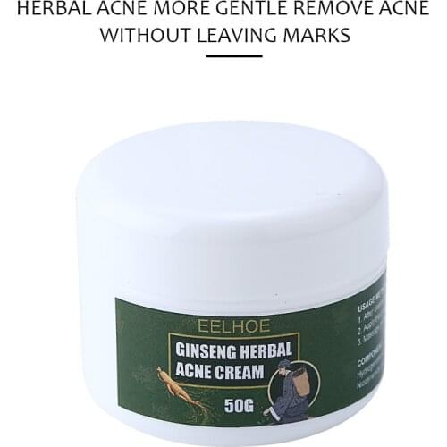 50g Acne Treatment Natural Ginseng Cream Pimple Blemishes Removal Fades Acne Scars Soothes Inflammation Repairs Wounds