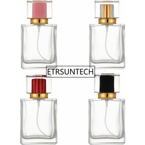 50ml Clear Glass Spray Refillable Perfume Bottles Glass Automizer Empty Cosmetic Container For Travel F1310