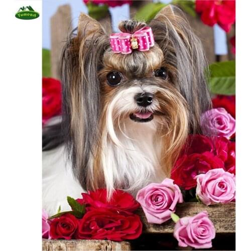 5D DIY Diamond Painting Pet Dog Yorkshire Terrier 3D Embroidery Cross Stitch Mosaic Kits Rhinestone Kids Room Decor Gifts