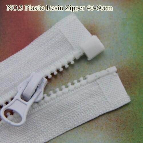 8pcs/lot NO.3 Plastic Resin Zipper White Color/40-60cm/Open end for clothes DIY Children Jacket free shipping