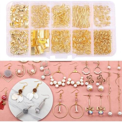DIY Alloy Accessories Jewelry Making Supplies Kit Tools Clip Buckle Lobster Clasp Open Jump Rings Hook Earings Making Supplies