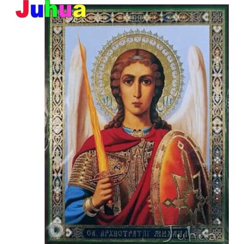 Diamond Embroidery Archangel Michael Full Drill Square Diamond Painting angel religion Cross Stitch Mosaic Manual Hobby