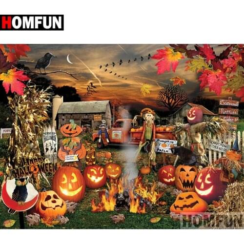 HOMFUN Full Square/Round Drill 5D DIY Diamond Painting "Pumpkin landscape" Embroidery Cross Stitch 5D Home Decor A00821