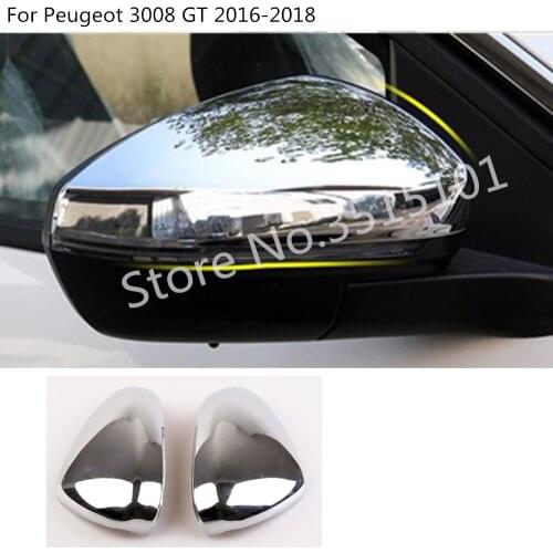 Car Decoration Rear View Rearview Side Glass Mirror Cover Trim Frame Lamp 2pcs For Peugeot 3008 GT 3008GT 2016 2017 2018 2019