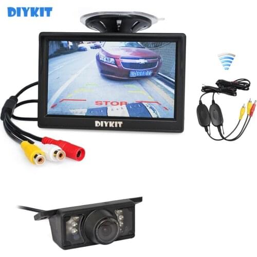 DIYKIT Wireless 5inch Rear View Monitor Car Monitor Car Van Truck Parking IR Night Vision Reversing Camera Security System