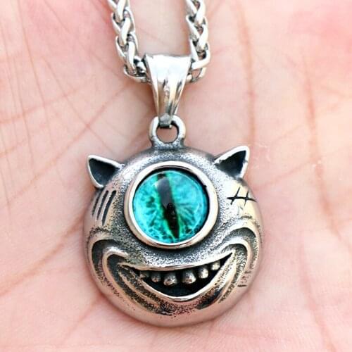 Trendy Cool Eye of God Pendant Titanium Steel Does Not Fade Retro Eye Pendant Necklace Sweater Chain Men and Women