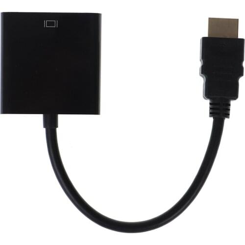 Black HDMI To VGA Adapter Cable Projector Monitor HD Converter Cable