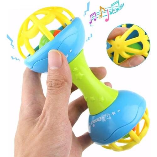 Baby Toys Silicone Soft Double-Headed Rattle Toy Baby Teether Toy Early Education Baby Boy Toys Toddler Toys Interactive Toys