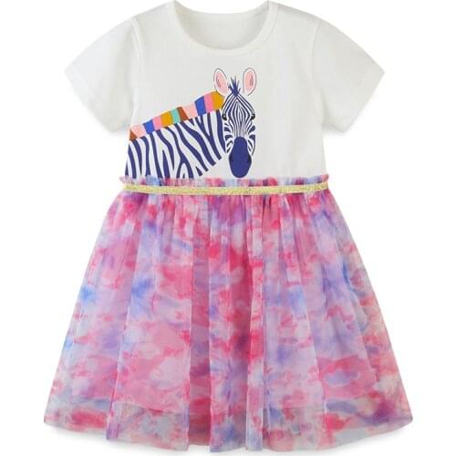 Kids Frocks 2021 New Summer Baby Girls Clothes Brand Dress Toddler Cotton Zebra Print Animal Dresses for Kids 2-7 Years