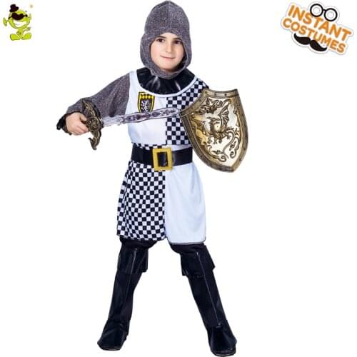 Kids Cool Knight Warrior Medieval Costume Halloween Carnival Party Fantasy Costume for Boys Cosplay Suit
