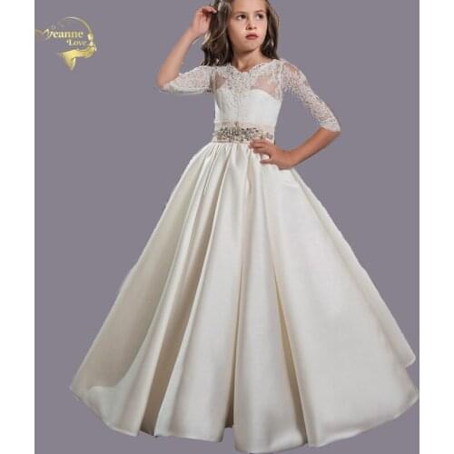 Girls Princess Long Dresses For Evening Prom Party Costume With Buttons Big Bow Teenager Kids Clothes Beauty Pageant Girl Dress