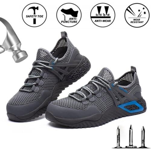 Breathable Men Work Safety Shoes Anti-puncture Anti-Smashing Steel Toe Cap Working Boots Construction Indestructible Shoes