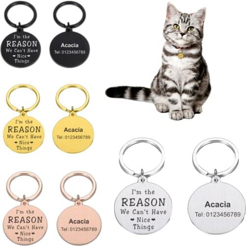 Anti-lost Pet ID Tags Personalized Necklace Custom Tag Dog Accessories Engraved Cat Name Tags Pet Collar ID Tags Free Engraving