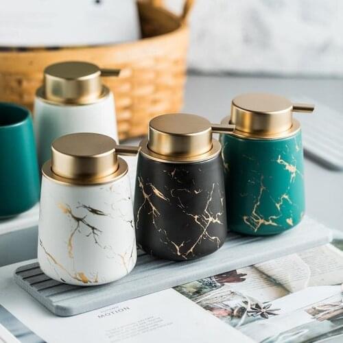 Ceramic Marbling Lotion Bottle Handwashing Liquid Soap Pump Dispenser Press Liquid Soap Bottle Container Bathroom Accessories