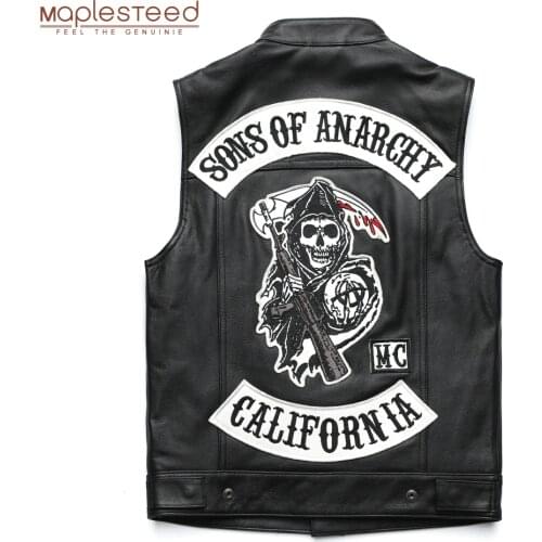 Classic Motorcycle Leather Vest Men100% Genuine Cowhide Skin Biker Leather Vest Moto Leather Waistcoat M436