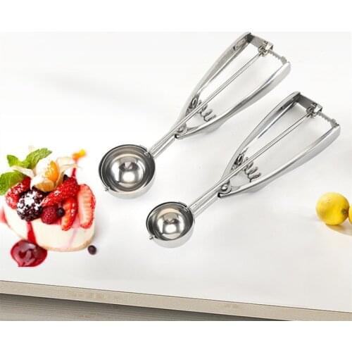 Stainless Steel Ice Cream Spoon Mashed Potatoes Watermelon Jelly Fruit Non-Stick Spoon Handle Scoop Kitchen Accessories