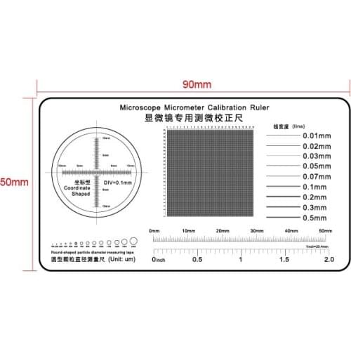 Micrometer Correction Ruler for Microscope, Measuring Ruler 0.1mm, Object Scale, Graticule Thickness 0.1mm