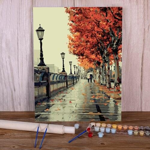 Landscape Coloring By Numbers Painting Complete Kit Oil Paints 50*70 Picture By Numbers Photo New Design Adults Drawing