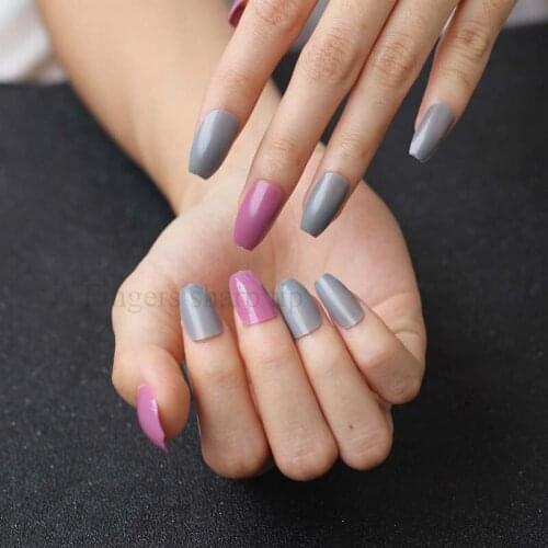 Latest color 48pcs candy color coffin shape nails, popular sales of the king, sexy must GP001