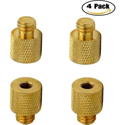 New 1/4"-20 Female to 3/8"-16 Male Thread Tripod Screw Adapter Brass-(4-pack)