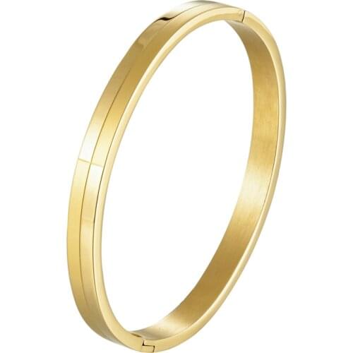 New Design One Side Matte One Side Smooth Gold Color Stainless Steel Cuff Bracelet Bangle Fashion Jewelry Pulseiras