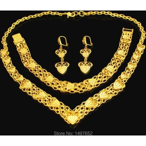 New Ethiopian Desigh Jewelry Set Gold Color Necklace/Earring/Bracelet African traditional festival Gifts