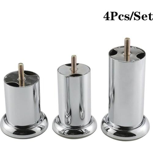 4Pcs Thick Metal Furniture Feet Dia 50mm Surface Chrome Cabinet Legs for Replacement of Sofa TV Cabinet With Mounting Nut