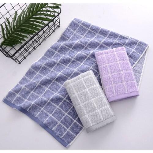 Pure cotton plaid cut-off absorbent towel household cotton adult face wash towel advertising gifts wholesale 75*35CM 2pcs