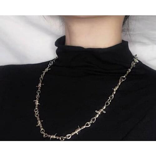 Tiny Wire Thorns Iron Unisex Necklace Necklace Mens Hip-hop Gothic Punk Style Barbed Wire Small Thorn Chain Collar Gift