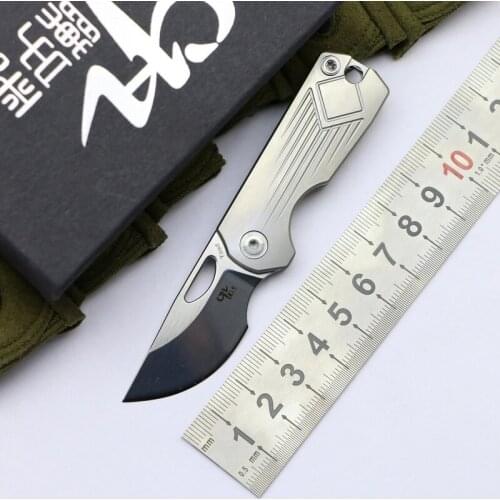 CH003 portable folding knife AUS-8 blade ball bearing TC4 titanium alloy handle camping key ring fruit pocket outdoor EDC tools