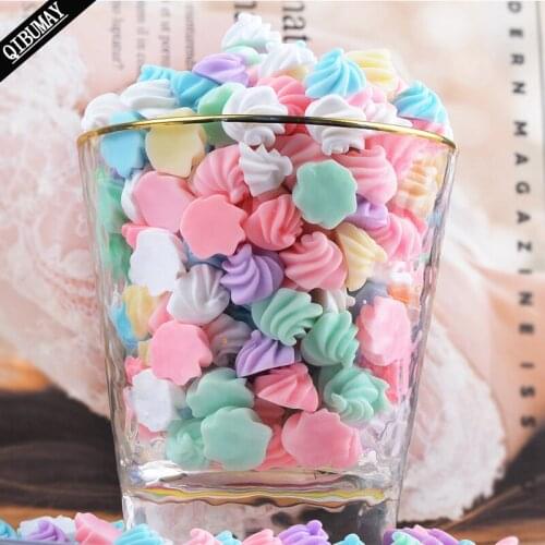 QIBU 20pcs Cute Cream Planar Resin Crafts Flat Back Handcraft Phone Patch Arts Material Kids Hair Accessories DIY Craft Supplies