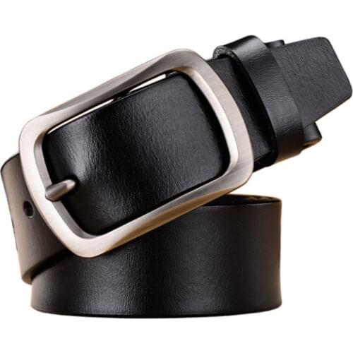 Luxury Genuine Leather Mens Pin Buckles Belts Business Casual Men Cowskin Gifts for Men Belt Cinturones Jeans Waist Cinturon