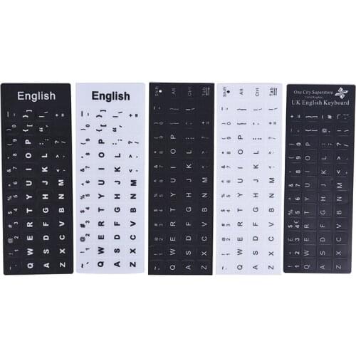 English Keyboard Replacement Stickers White on Black Any PC Computer Laptop