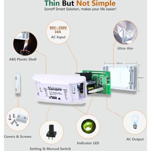 Sonoff Smart WiFi Switch Basic Wireless Home Automation Relay Module Domotica DIY Timer Remote Controller Work with Alexa