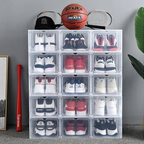 Thickened Clamshell Sneakers Sports Shoe Box Transparent AJ Display Case Superimposition Magnetic Door Combination Shoe Cabinet
