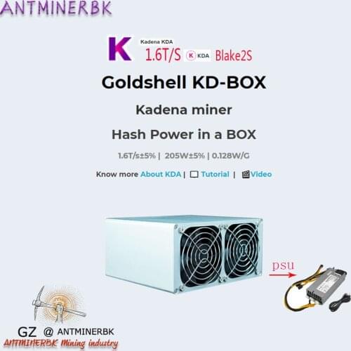 In stock original brand new Goldshell KD-BOX Kadena mining machine boxed computing power 1.6T/s±5% | 205W±5% | 0.128W/G with psu