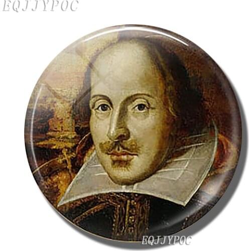 William Shakespeare Fridge Magnet 30 MM Glass Cabochon Removable Magnetic Refrigerator Stickers Note Holder Vintage Home Decor