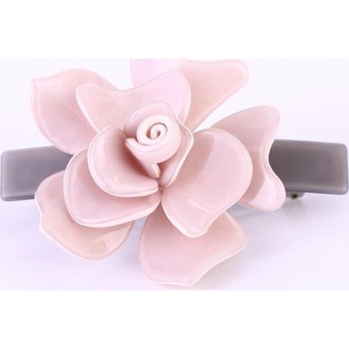 Buena Vintage Acetate Camellia Flower Hair Barrette New Fashion Women Hair Accessories Floral Hair Clip For Girls