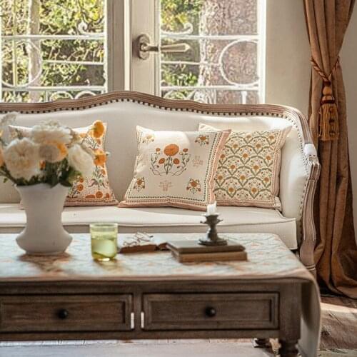Vintage Flower Throw Pillow Case Nordic Decorative Pillowcases Square Floral Cushion Pillow Cover for Sofa Bedroom Bed Decor