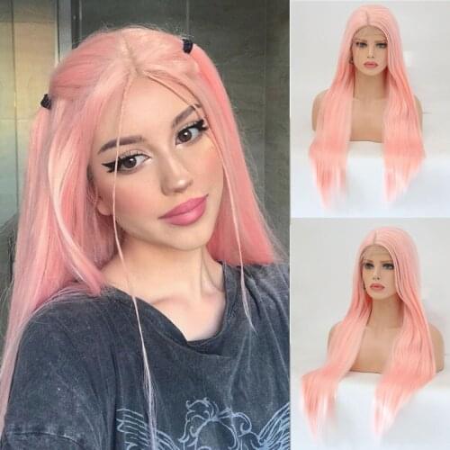 RONGDUOYI High Temperature Synthetic Lace Front Wig Long Silky Straight Lace Wigs for Women Ash Blonde Hair Cosplay Wig