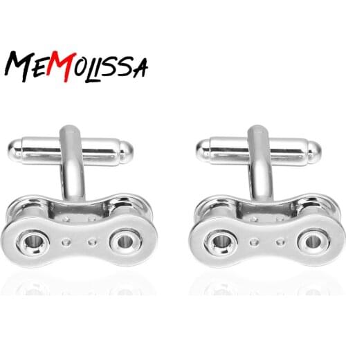 Memolissa Sporty Cufflinks Bicycle Chain Track Design Fashion Solid Color Mens Shirt Cufflinks Movement Cufflinks