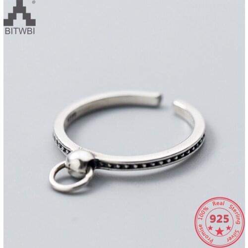 Korea New Design S925 Sterling Silver Simple Fashion Retro Round Open Ring Jewelry for Women