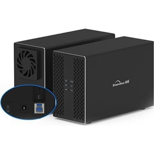 066A Blueendless Hard Drive Disk Array Box 2Bays 3.5'' SSD Storage Case HDD USB/Type C 20TB for Laptop High-speed Enclosure