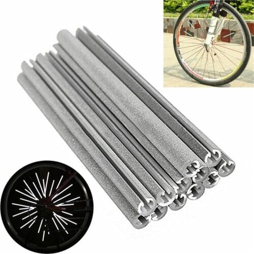 12Pc Bicycle Mountain Bike Riding Wheel Rim Spoke Mount Clip Tube Warning Light Strip Reflector Reflective Cycling Bicycle Spoke