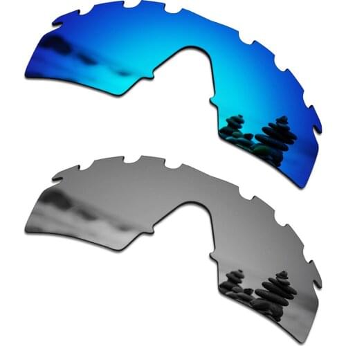 SmartVLT 2 Pieces Polarized Sunglasses Replacement Lenses for Oakley M Frame Strike Vented Ice Blue and Silver Titanium