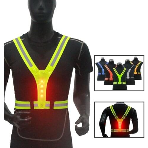 4 LED Luminous Wireless Elastic V-shaped Reflective Vest Sports Refle For Outdoor Cycling Sports Night Running