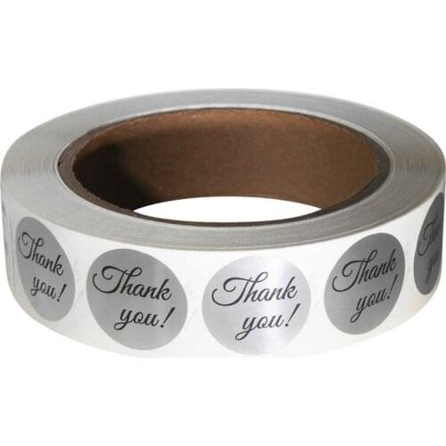 500PCS/roll wedding decoration party decoration stickers Thank You Sticker Label Roll Circle Silver Foil for Hand Made